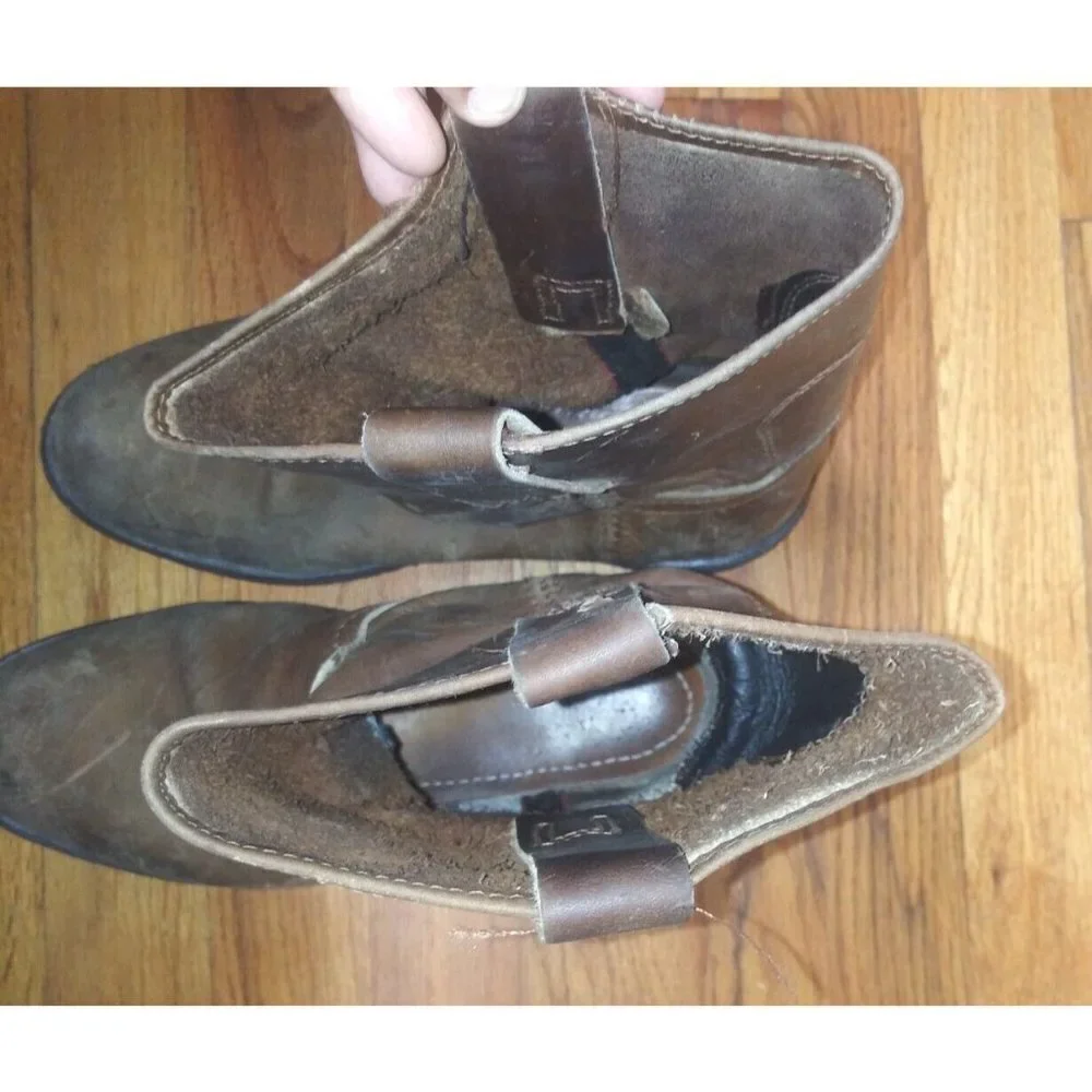 VTG ACM industrial work boots Brown Mens Sz 7 COWHIDE LEATHER Stitched WELT EUC